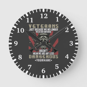 Reloj Redondo Mediano Humor divertido del veterano patriótico de EE.UU.