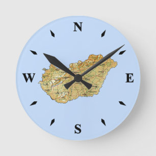 Reloj Redondo Mediano Hungary Map Clock