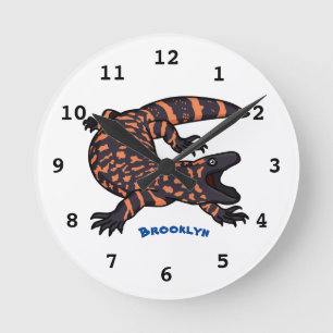 Reloj Redondo Mediano Hungry gila monster lizard cartoon illustration
