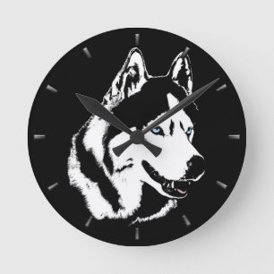 Reloj Redondo Mediano Husky Clock Gifts Decor Sled Dog Wall Clock