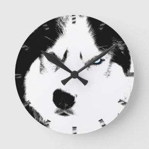 Reloj Redondo Mediano Husky Clock Wolf Husky Sled Dog Wall Clock