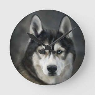 Reloj Redondo Mediano Husky Dog Big Dog Animal Mascota