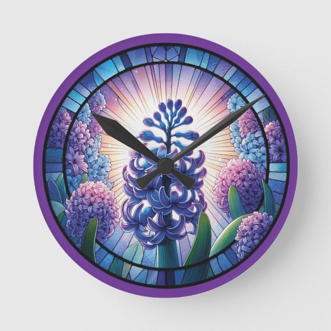 Reloj Redondo Mediano Hyacinth Sained Glass Art (Anverso)
