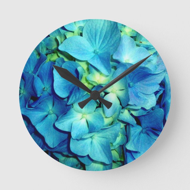 Reloj Redondo Mediano Hydrangea azul (Anverso)