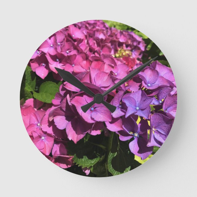 Reloj Redondo Mediano Hydrangeas (Anverso)