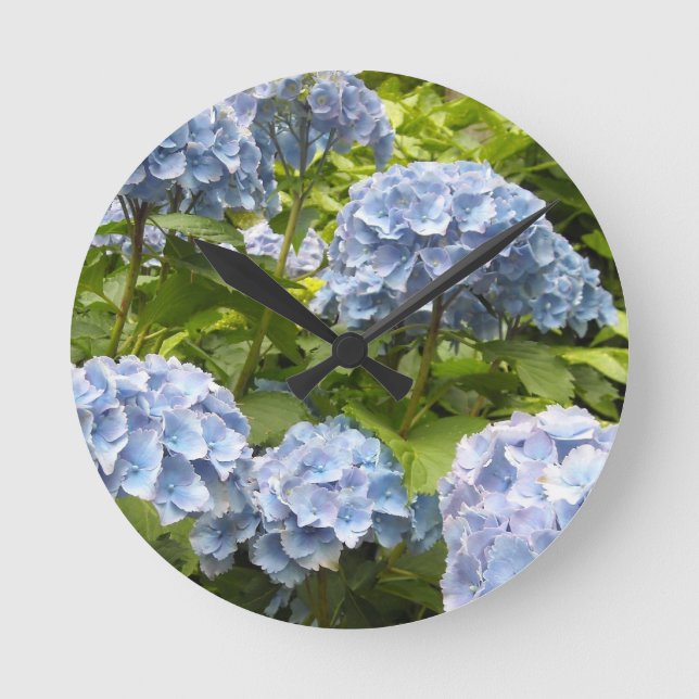 Reloj Redondo Mediano Hydrangeas azules profundos (Anverso)