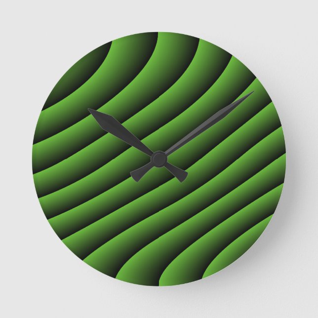Reloj Redondo Mediano Hypnotic Green Wavy Lines Wall Clock (Anverso)