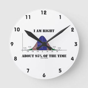 Reloj Redondo Mediano I Am Right About 95% Of The Time Bell Curve Humor