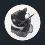 Reloj Redondo Mediano I Can't Even Right Meow<br><div class="desc">Introducing Binx... This humorous image features a black-and-white tuxedo cat curled up with one paw dramatically covering his face, as if he has completely given up on the day. With his head tucked down and eyes hidden, the cat looks adorably fed up—like he just heard the most ridiculous thing imaginable...</div>