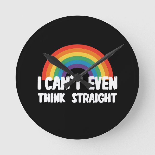 Reloj Redondo Mediano I Can't Even Think Straight Funny Gay Pride (Anverso)