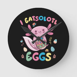 Reloj Redondo Mediano I Eatsolotl Huevos Rabbit Axolotl Bunny Easter