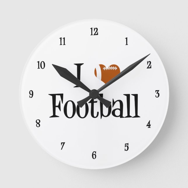 Reloj Redondo Mediano I Heart Football (Anverso)