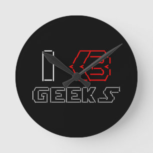 Reloj Redondo Mediano I Heart Geeks ASCII ART