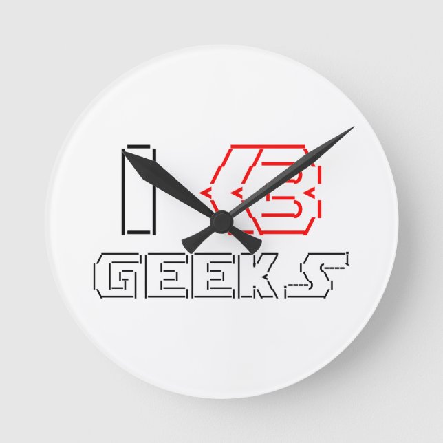 Reloj Redondo Mediano I Heart Geeks ASCII ART (Anverso)