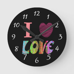 Reloj Redondo Mediano I Heart Love Clock