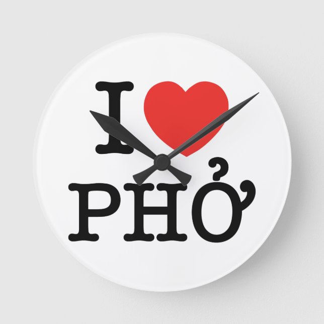 Reloj Redondo Mediano I Heart (Love) Pho (Anverso)