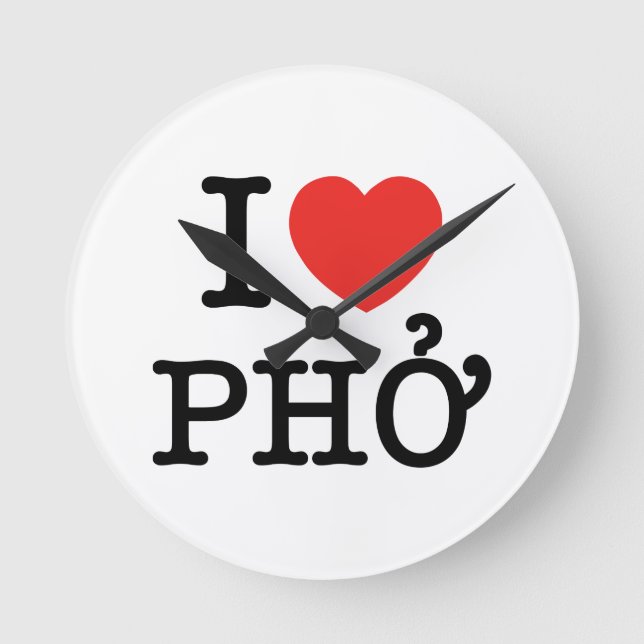 Reloj Redondo Mediano I Heart (Love) Pho (Anverso)
