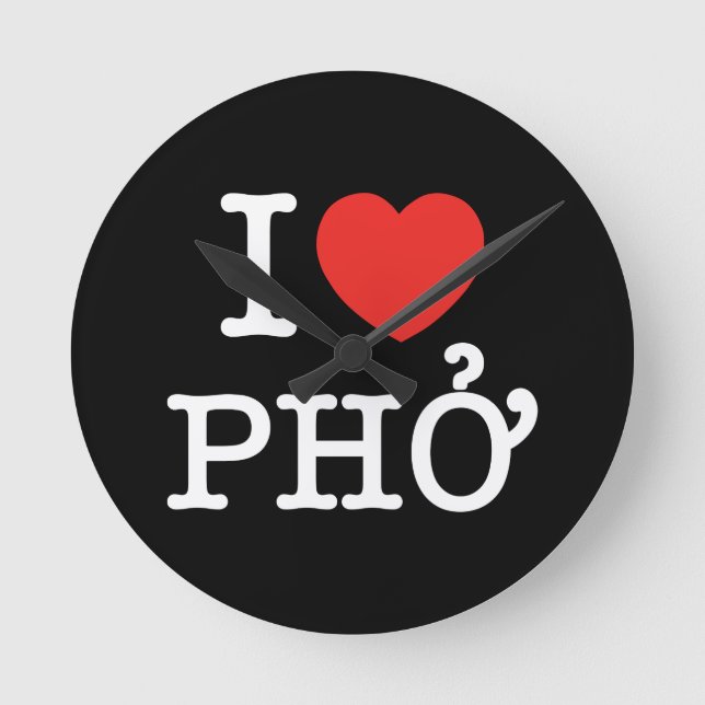 Reloj Redondo Mediano I Heart (Love) Pho (Anverso)