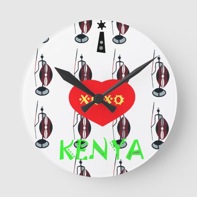 Reloj Redondo Mediano I Love Kenya XOXO (Anverso)