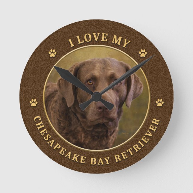 Reloj Redondo Mediano I Love My Chesapeake Bay Retriever Wall Clock (Anverso)