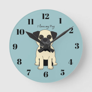 Reloj Redondo Mediano I Love My Pug