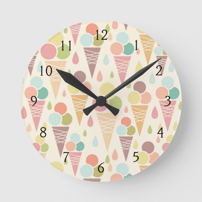 Reloj Redondo Mediano Ice cream cones pattern (Anverso)
