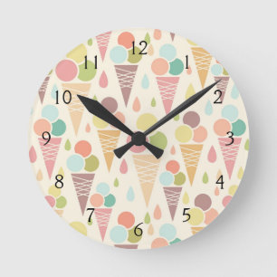 Reloj Redondo Mediano Ice cream cones pattern