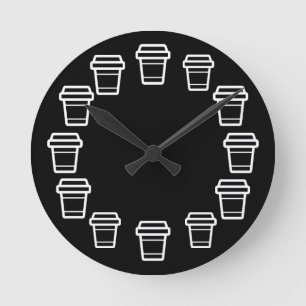 Reloj Redondo Mediano Ícono de Taza de Café Circular Moderna