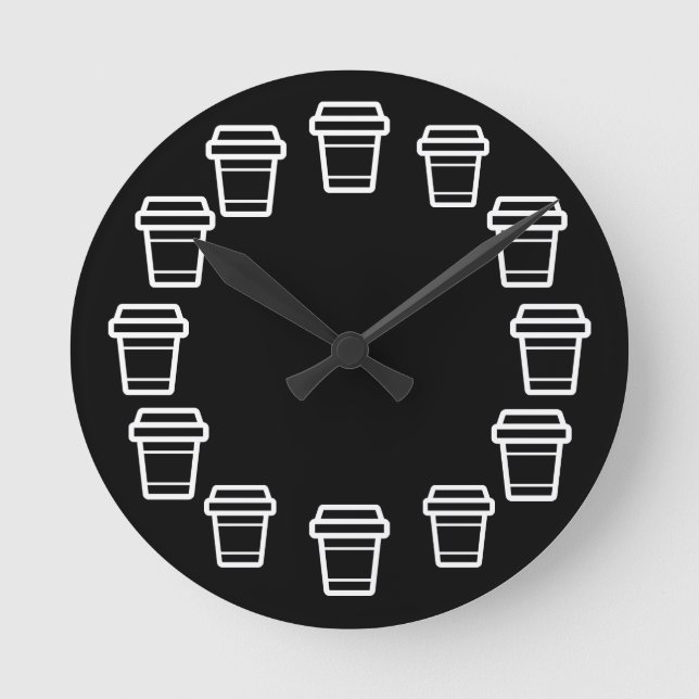 Reloj Redondo Mediano Ícono de Taza de Café Circular Moderna (Anverso)