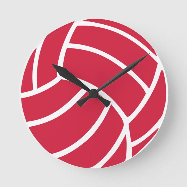Reloj Redondo Mediano Icono rojo del voleibol (Anverso)
