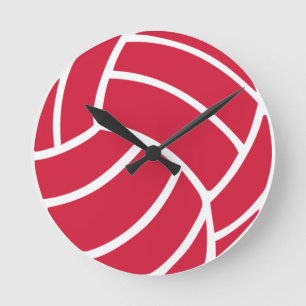 Reloj Redondo Mediano Icono rojo del voleibol