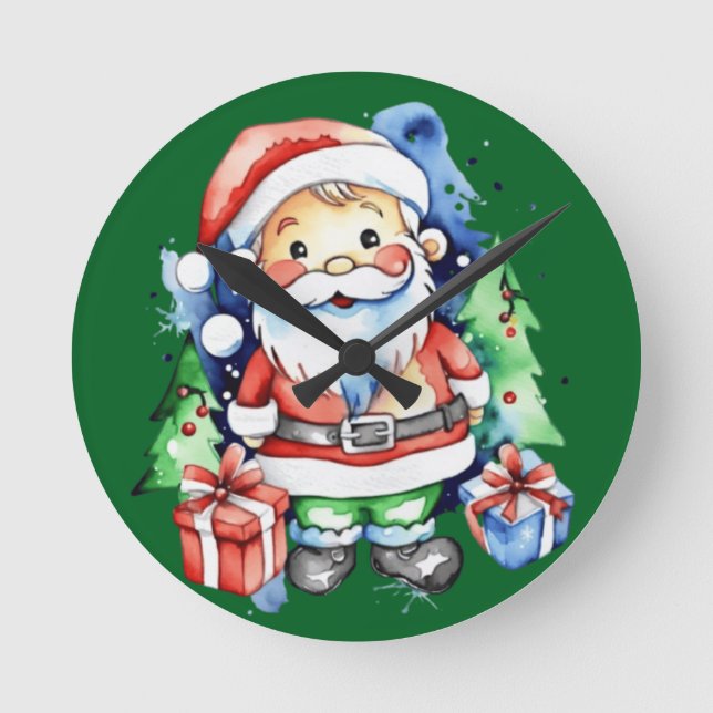 Reloj Redondo Mediano Ideas de regalo de Santa Claus (Anverso)