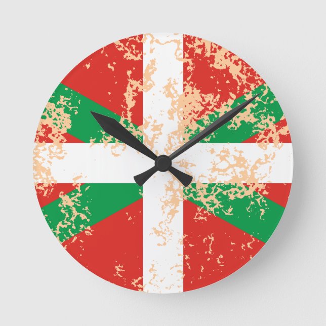 Reloj Redondo Mediano Ikurriña desgastada (Anverso)