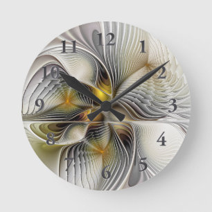Reloj Redondo Mediano Ilusión óptica abstracta fractal 3D con profundida