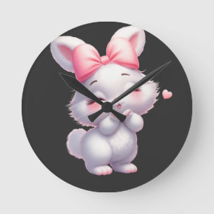 Reloj Redondo Mediano Ilustración Adorable de Conejito Bebé