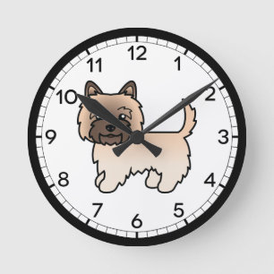 Reloj Redondo Mediano Ilustración adorable de perro Wheaten Cairn Terrie