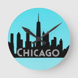 Reloj Redondo Mediano Ilustracion aéreo de Chicago
