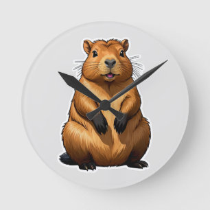 Reloj Redondo Mediano Ilustracion animal Cute Capybara Rodent