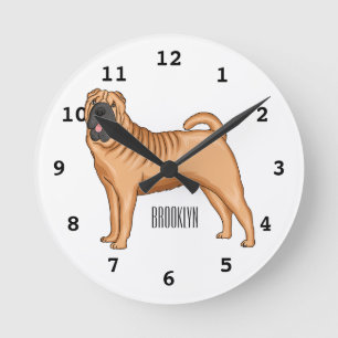Reloj Redondo Mediano Ilustracion chino de personalizado de perro Shar-P