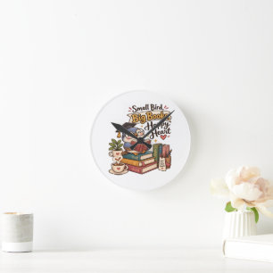 Reloj Redondo Mediano Ilustración de búho lindo leyendo libros