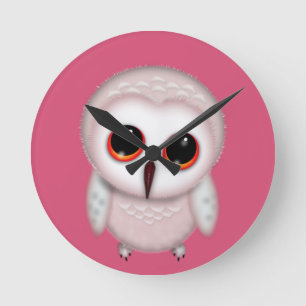 Reloj Redondo Mediano Ilustración de búho pequeño y lindo