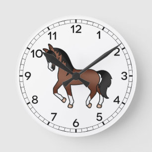 Reloj Redondo Mediano Ilustracion de caballo de Personalizado trineo mar