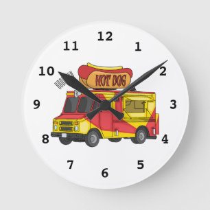 Reloj Redondo Mediano Ilustracion de camión de comida para perros calien