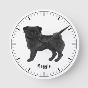 Reloj Redondo Mediano Ilustración de dibujos animados de adorable perro 