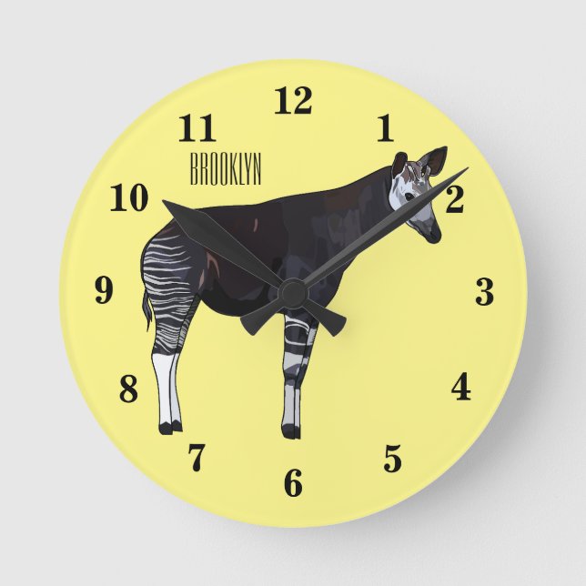 Reloj Redondo Mediano ilustración de dibujos animados de okapi (Anverso)