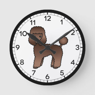 Reloj Redondo Mediano Ilustración de dibujos animados de perro caniche d