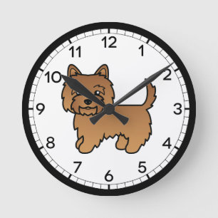Reloj Redondo Mediano Ilustración de dibujos animados de perro Terrier C