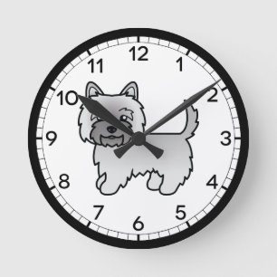 Reloj Redondo Mediano Ilustración de dibujos animados de perro Terrier C