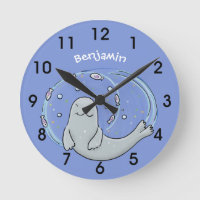 Ilustracion de foca feliz y personalizado azul de 