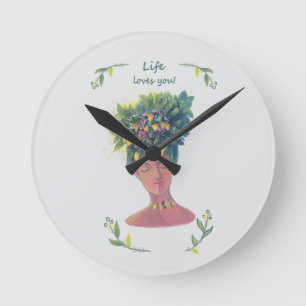 Reloj Redondo Mediano Ilustracion de frutas San Valentín